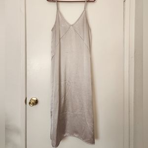 Everlane silk feel maxi dress in luxurious pearl color